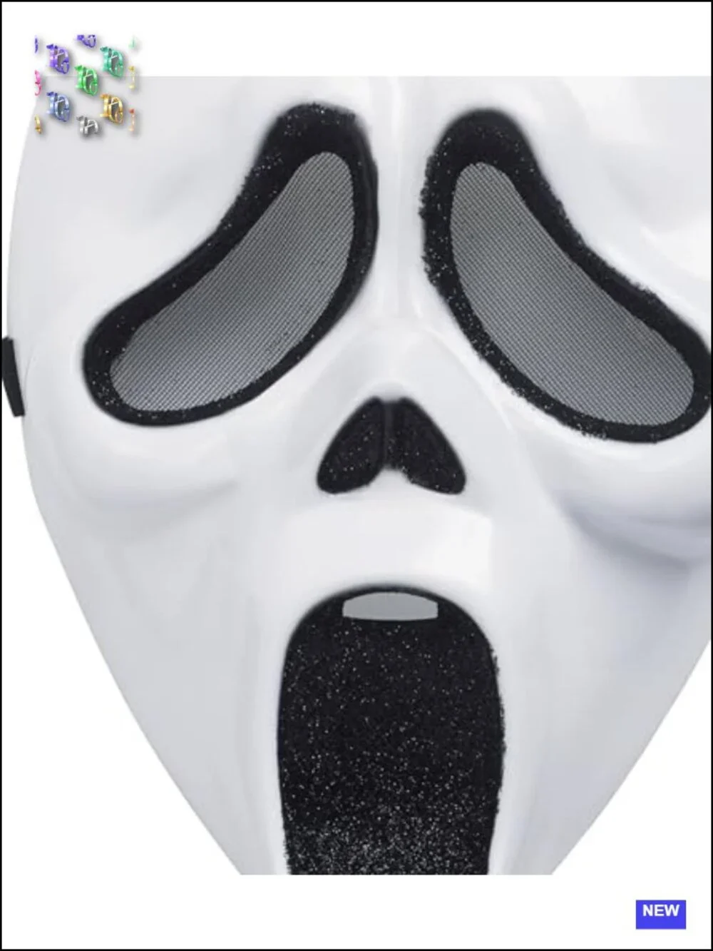 Girls Glitter Ghost Face Costume Medium Halloween Sparkle Dress Mask